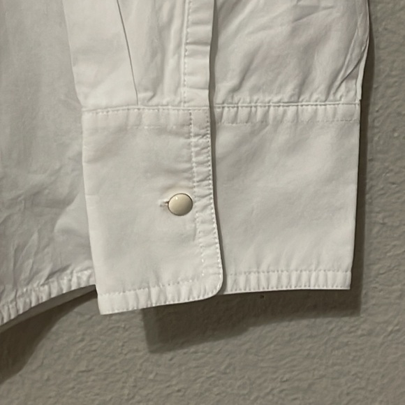 TORY BURCH WOMEN'S ALLISON POPLIN WHITE BUTTON DOWN TOP - Picture 6 of 15